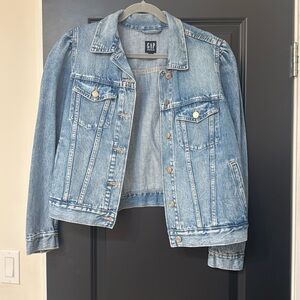 Puff sleeve jean jacket